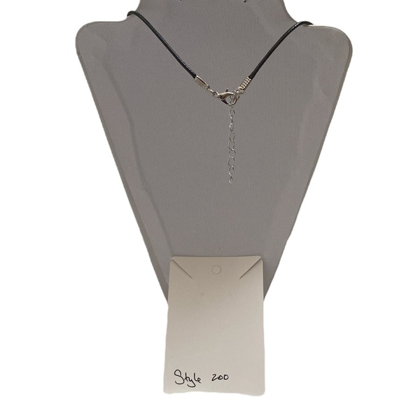 Handmade Heart Pendant Necklace Red and Gold Fluid Art Glass on Black Cord - Picture 6 of 12